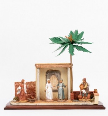 Scène de Mariage à Cana en Galilée avec personnages, H 12 cm