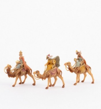Les trois Rois Mages sur un chameau pour crèche 4 cm