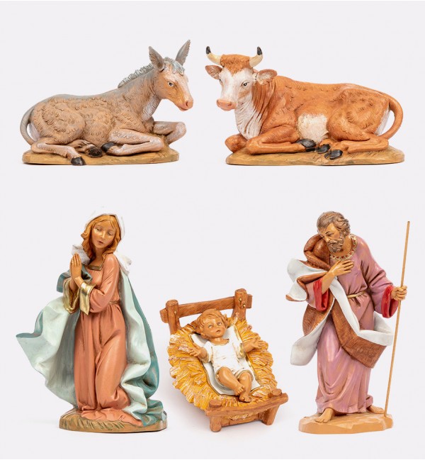 Naissance de Jésus, 5 éléments pour crèche 30 cm