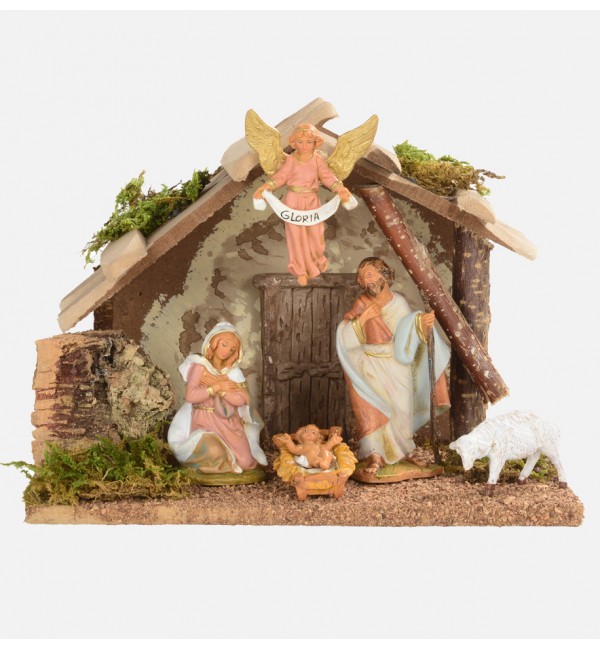 Etable n° 39/L avec 5 éléments de crèche 9,5 cm