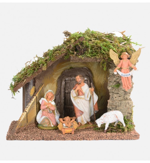 Etable n° 58/L avec 5 éléments de crèche 9,5 cm