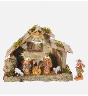 Etable n° 254/L avec 9 éléments de crèche 12 cm