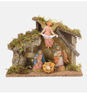 Etable n° 255/L avec 4 éléments de crèche 12 cm