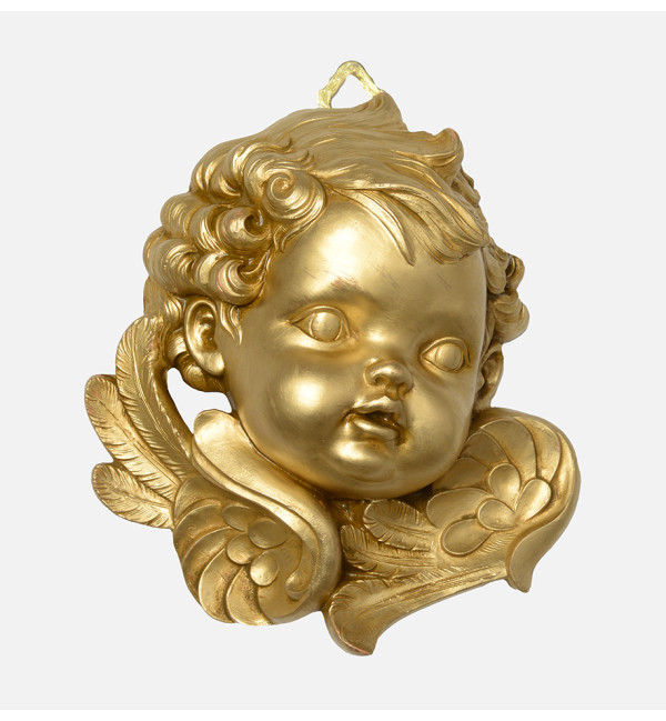 Tête d’Ange, côté gauche (679), doré H 19 cm