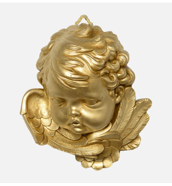 Tête d’Ange, côté droit (680), doré H 19 cm
