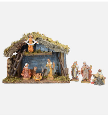 Etable n° 258/L avec 9 éléments de crèche 12 cm